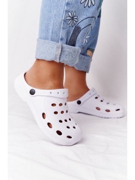 Women's White Foam Flip Flops EVA Dots