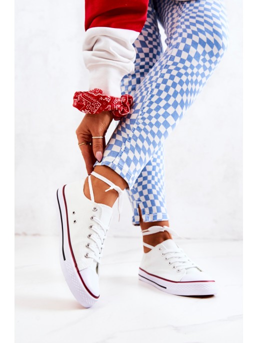 Women's Classic White Sneakers With Red Stripe Omerta Women's Classic White Sneakers With Red Stripe Omerta