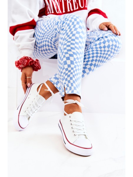 Women's Classic White Sneakers With Red Stripe Omerta