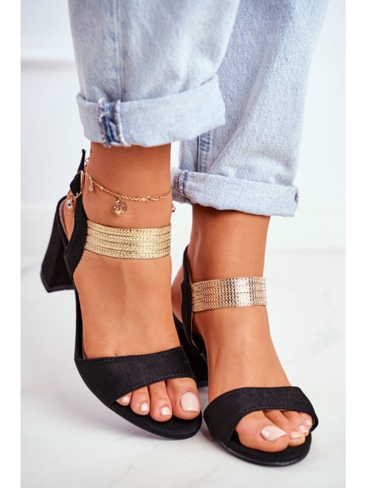 Women's Stiletto Sandals Suede Black Enjoy Women's Stiletto Sandals Suede Black Enjoy