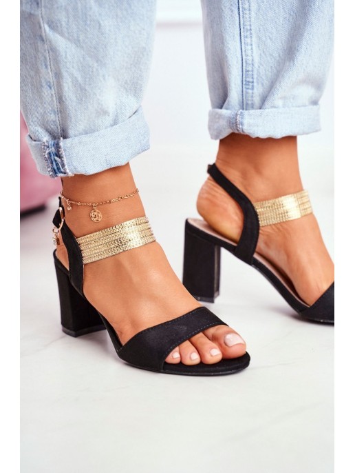 Women's Stiletto Sandals Suede Black Enjoy Women's Stiletto Sandals Suede Black Enjoy