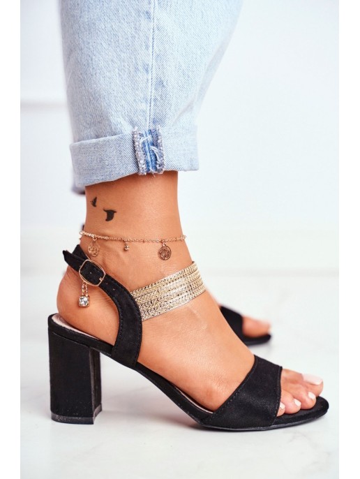 Women's Stiletto Sandals Suede Black Enjoy Women's Stiletto Sandals Suede Black Enjoy