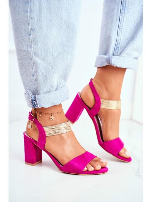 Women's Stiletto Sandals Suede Fuchsia Enjoy