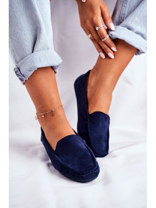 Women's Mocassins Navy Blue Suede Morreno Women's Mocassins Navy Blue Suede Morreno