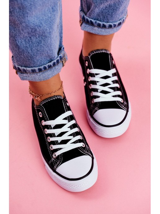 Women's Classic Sneakers Black With White Sole Omerta Women's Classic Sneakers Black With White Sole Omerta