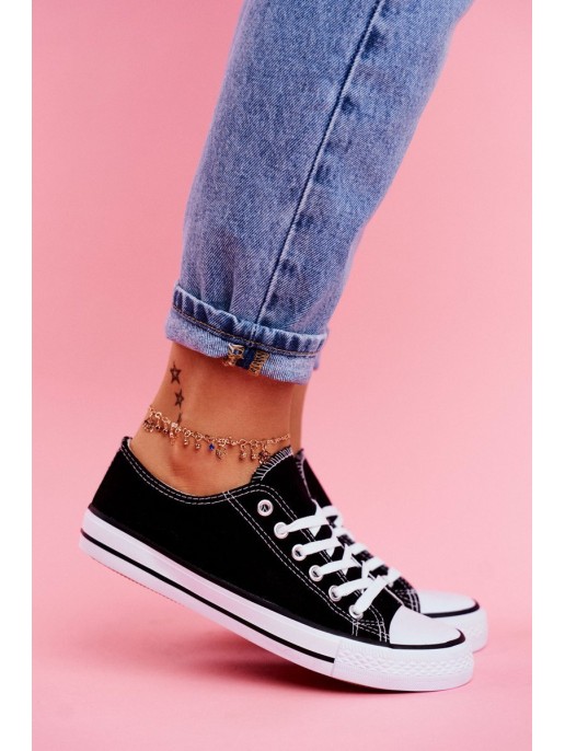 Women's Classic Sneakers Black With White Sole Omerta Women's Classic Sneakers Black With White Sole Omerta