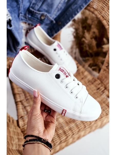Women's Leather Sneakers Big Sta GG274005 White-Red