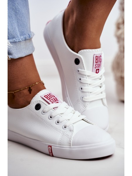 Women's Leather Sneakers Big Sta GG274005 White-Red