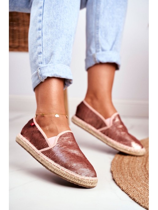 Moterų espadrilių pintas padas Pink Big Star DD274A163