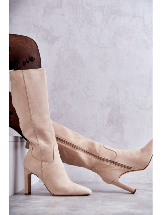Women's Knee-High Boots Eco-Suede Beige Truly Love Women's Knee-High Boots Eco-Suede Beige Truly Love