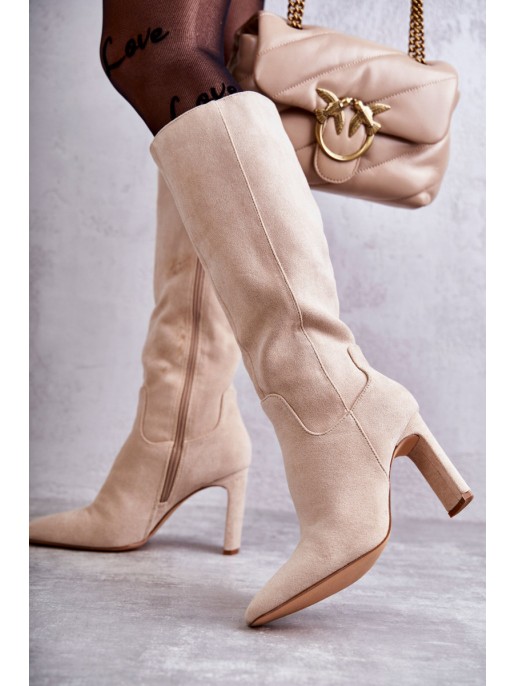 Women's Knee-High Boots Eco-Suede Beige Truly Love Women's Knee-High Boots Eco-Suede Beige Truly Love