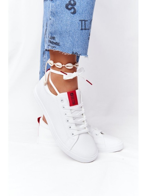 Women's Leather Sneakers With A Ribbon BIG STAR DD274685 White Women's Leather Sneakers With A Ribbon BIG STAR DD274685 White