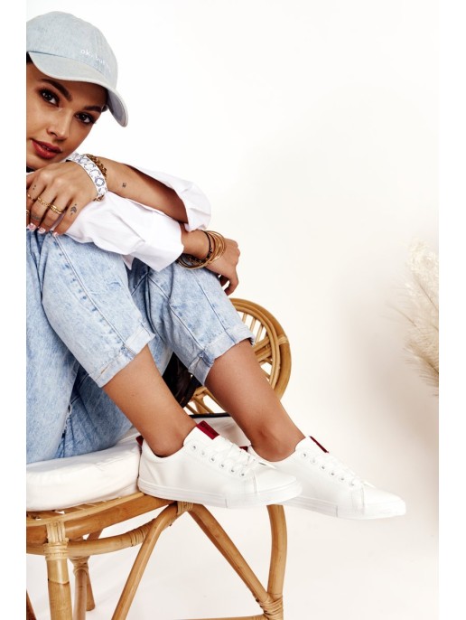 Women's Leather Sneakers With A Ribbon BIG STAR DD274685 White Women's Leather Sneakers With A Ribbon BIG STAR DD274685 White