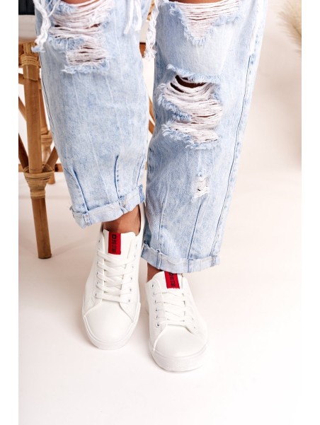 Women's Leather Sneakers With A Ribbon BIG STAR DD274685 White