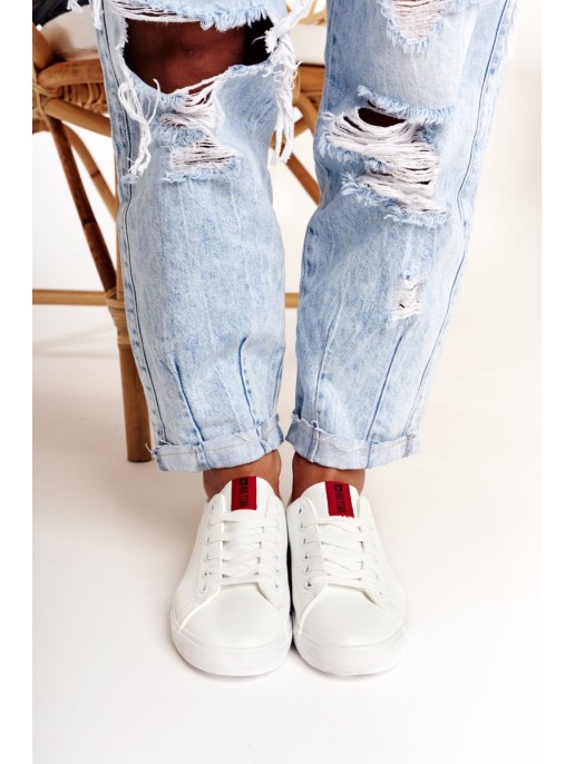 Women's Leather Sneakers With A Ribbon BIG STAR DD274685 White Women's Leather Sneakers With A Ribbon BIG STAR DD274685 White