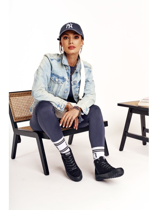 Women's High Sneakers On A Chunky Sole BIG STAR FF274244 Black Women's High Sneakers On A Chunky Sole BIG STAR FF274244 Black