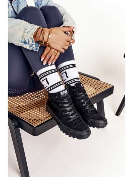 Women's High Sneakers On A Chunky Sole BIG STAR FF274244 Black