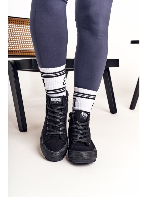 Women's High Sneakers On A Chunky Sole BIG STAR FF274244 Black Women's High Sneakers On A Chunky Sole BIG STAR FF274244 Black