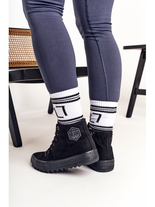 Women's High Sneakers On A Chunky Sole BIG STAR FF274244 Black Women's High Sneakers On A Chunky Sole BIG STAR FF274244 Black