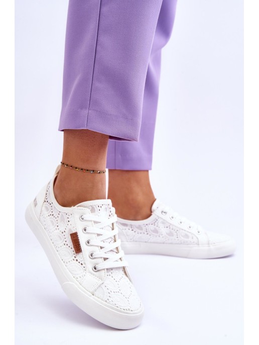 Women's Lace Sneakers BIG STAR W274925 White Women's Lace Sneakers BIG STAR W274925 White
