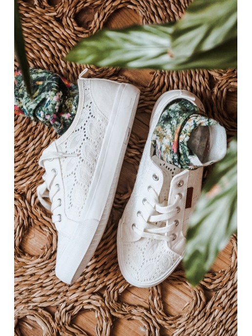 Women's Lace Sneakers BIG STAR W274925 White Women's Lace Sneakers BIG STAR W274925 White