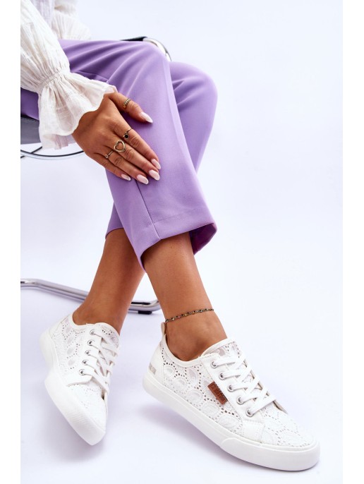 Women's Lace Sneakers BIG STAR W274925 White Women's Lace Sneakers BIG STAR W274925 White
