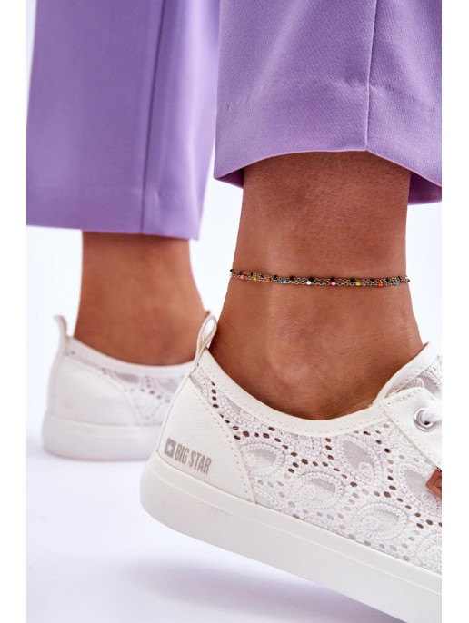 Women's Lace Sneakers BIG STAR W274925 White Women's Lace Sneakers BIG STAR W274925 White