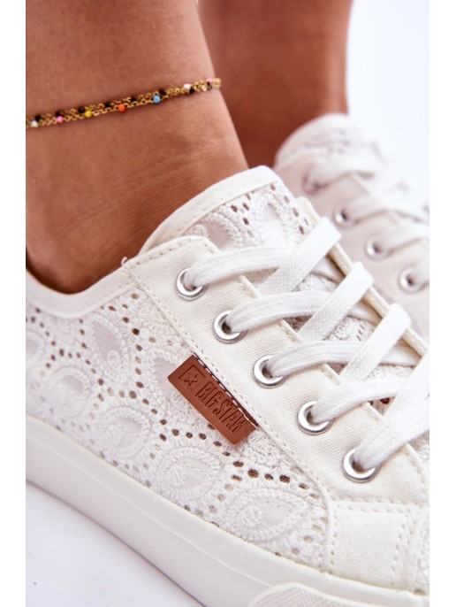 Women's Lace Sneakers BIG STAR W274925 White Women's Lace Sneakers BIG STAR W274925 White