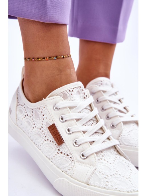 Women's Lace Sneakers BIG STAR W274925 White Women's Lace Sneakers BIG STAR W274925 White