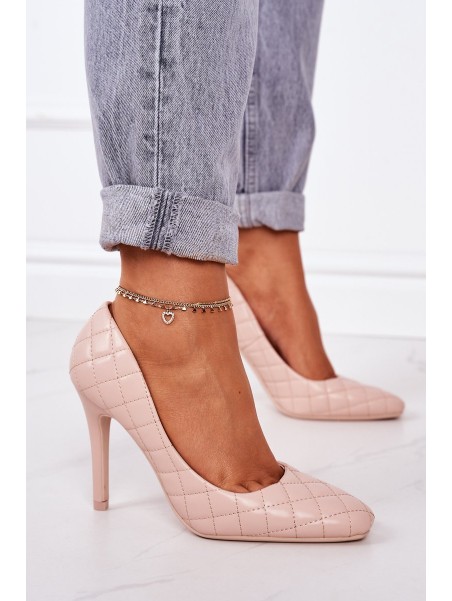 Elegant Quilted Heels Beige Rosanna
