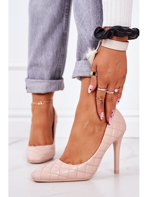 Elegant Quilted Heels Beige Rosanna Elegant Quilted Heels Beige Rosanna