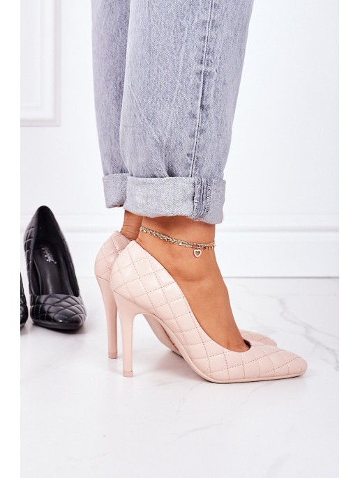 Elegant Quilted Heels Beige Rosanna Elegant Quilted Heels Beige Rosanna