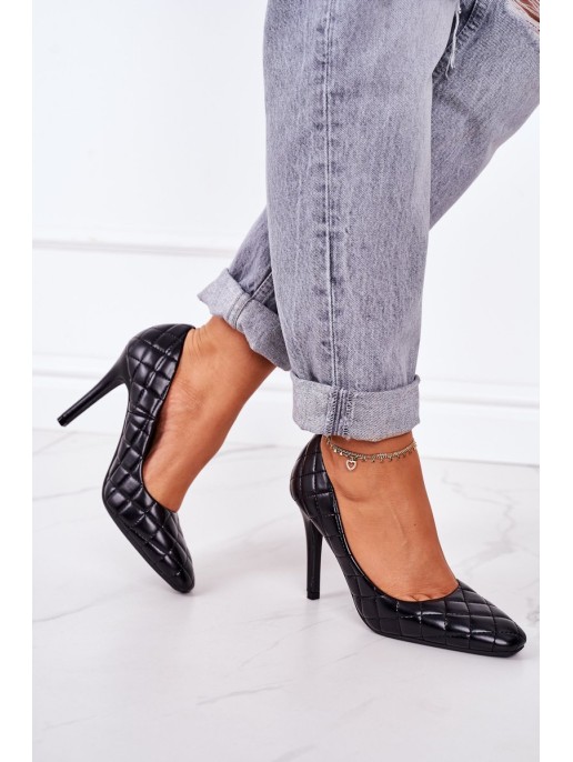 Elegant Quilted Heels Black Rosanna