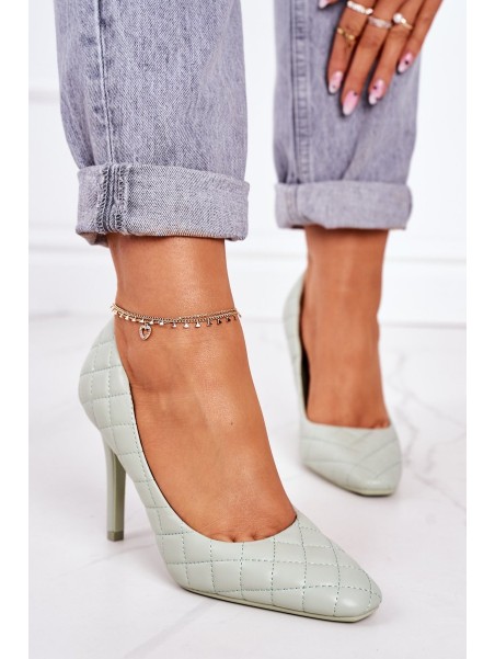 Elegant Quilted Heels Green Rosanna