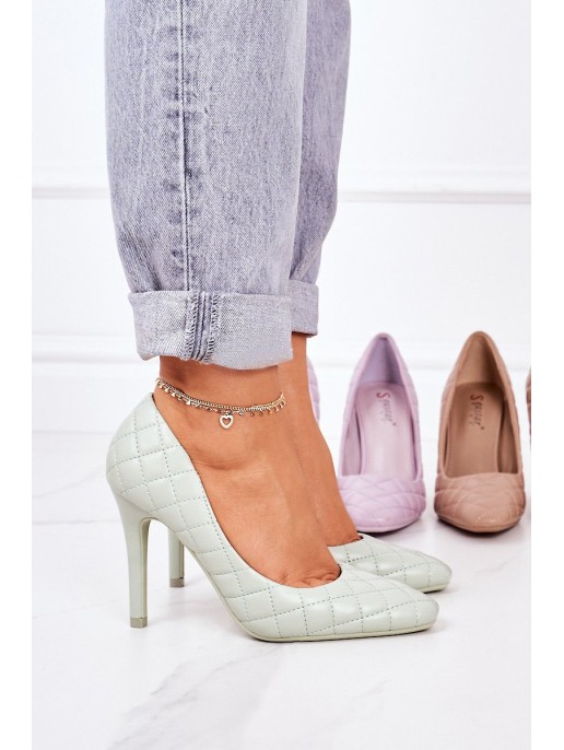 Elegant Quilted Heels Green Rosanna Elegant Quilted Heels Green Rosanna