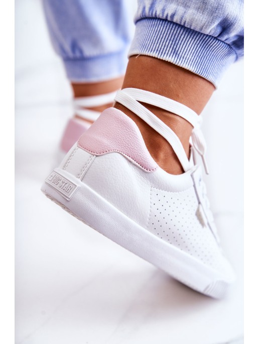Women's Leather Sneakers BIG STAR HH274073 White-Pink Women's Leather Sneakers BIG STAR HH274073 White-Pink