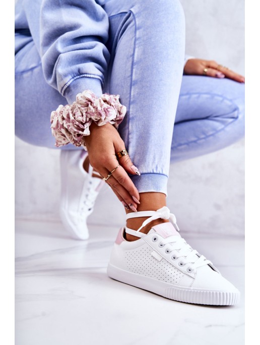 Women's Leather Sneakers BIG STAR HH274073 White-Pink Women's Leather Sneakers BIG STAR HH274073 White-Pink