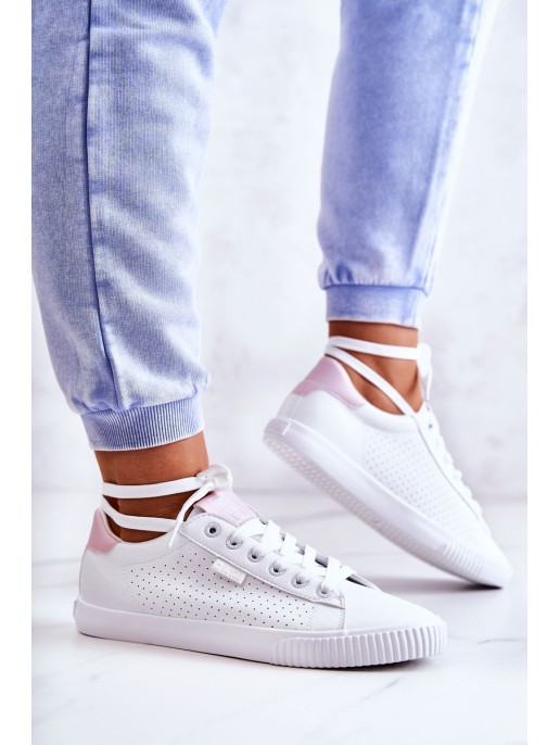 Women's Leather Sneakers BIG STAR HH274073 White-Pink Women's Leather Sneakers BIG STAR HH274073 White-Pink