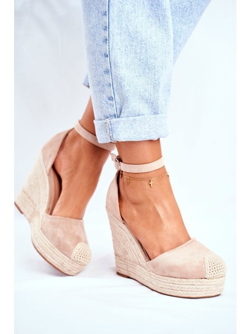 Braided Wedge Sandals Beige Avocado Braided Wedge Sandals Beige Avocado