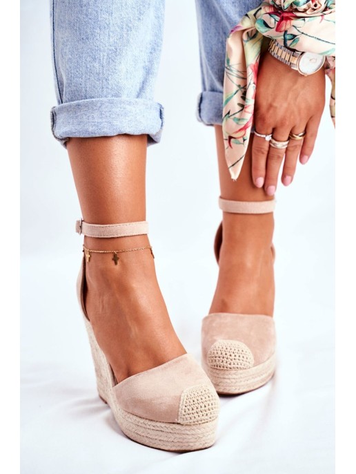 Braided Wedge Sandals Beige Avocado Braided Wedge Sandals Beige Avocado