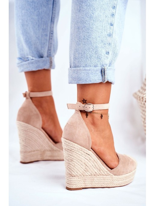 Braided Wedge Sandals Beige Avocado Braided Wedge Sandals Beige Avocado