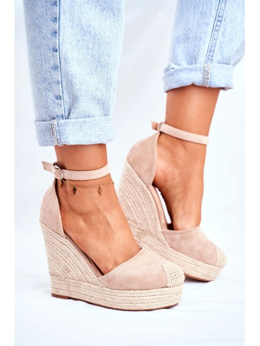 Braided Wedge Sandals Beige Avocado Braided Wedge Sandals Beige Avocado