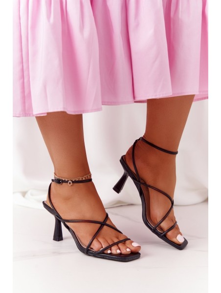 High Heel Sandals With Square Toe S.Barski C420-11 Black