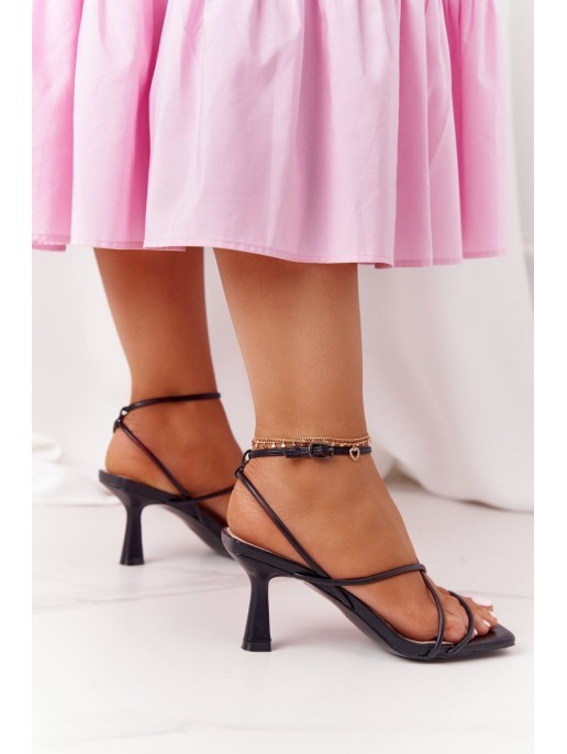 High Heel Sandals With Square Toe S.Barski C420-11 Black High Heel Sandals With Square Toe S.Barski C420-11 Black