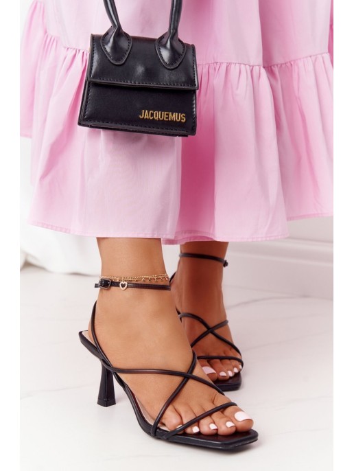 High Heel Sandals With Square Toe S.Barski C420-11 Black High Heel Sandals With Square Toe S.Barski C420-11 Black