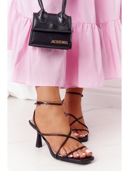 High Heel Sandals With Square Toe S.Barski C420-11 Black