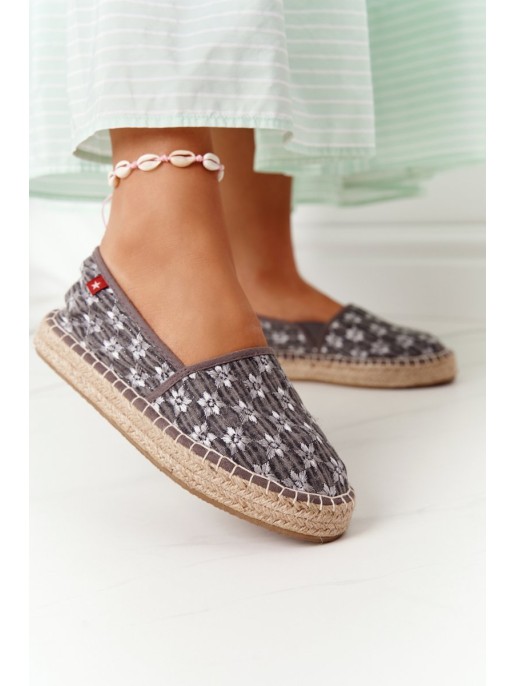 Espadrilės ant pintos platformos Big Star AA274680 Pilka