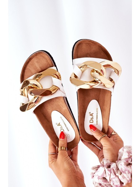 Slippers On The Cork Sole With Chain S.Barski SB002 White