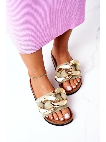 Slippers On The Cork Sole With Chain S.Barski SB001 Mint