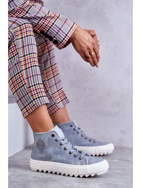 Women's Leather Warm Sneakers Big Star EE274115 Light Blue